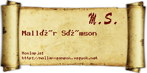 Mallár Sámson névjegykártya